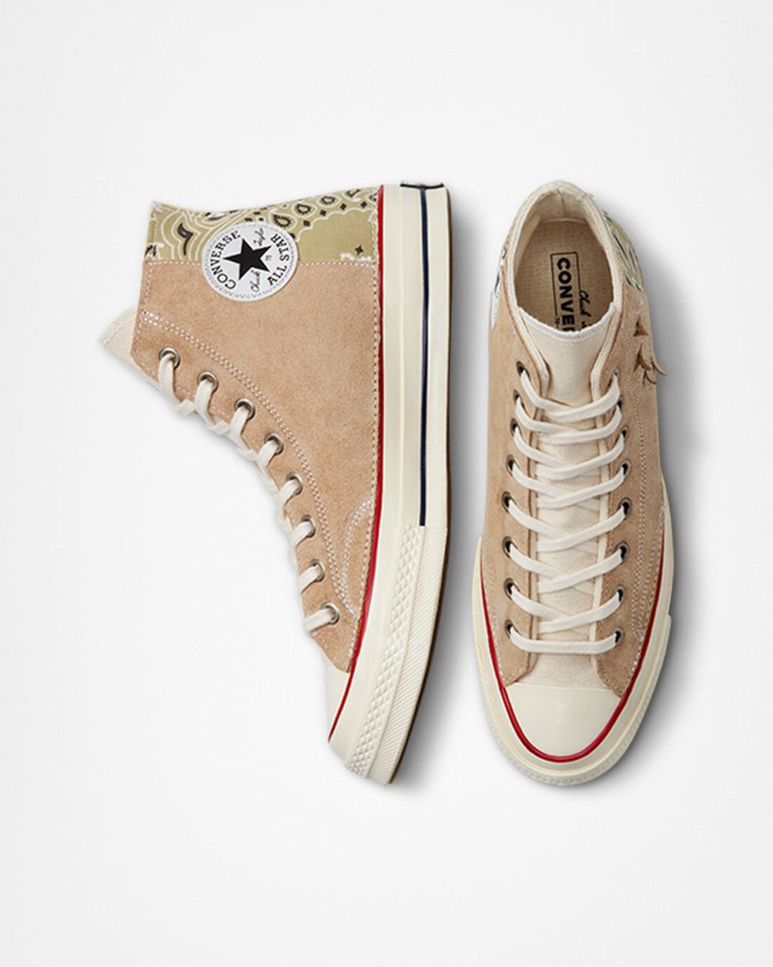 Zapatillas Altas Converse Chuck 70 LTD Paisley Suede Mujer Beige Marrones | PE 7WE8P0